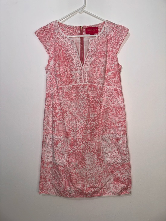 Lilly Pulitzer Dresses & Skirts - Lilly Pulitzer Tori Jubilee Anniversary Dress Small Cotton Embroidered Toile
